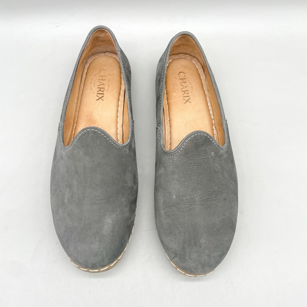 Charix Womens 41 Artisan Turkish Loafers Slip On Shoes Grey Nubuck Casual Travel